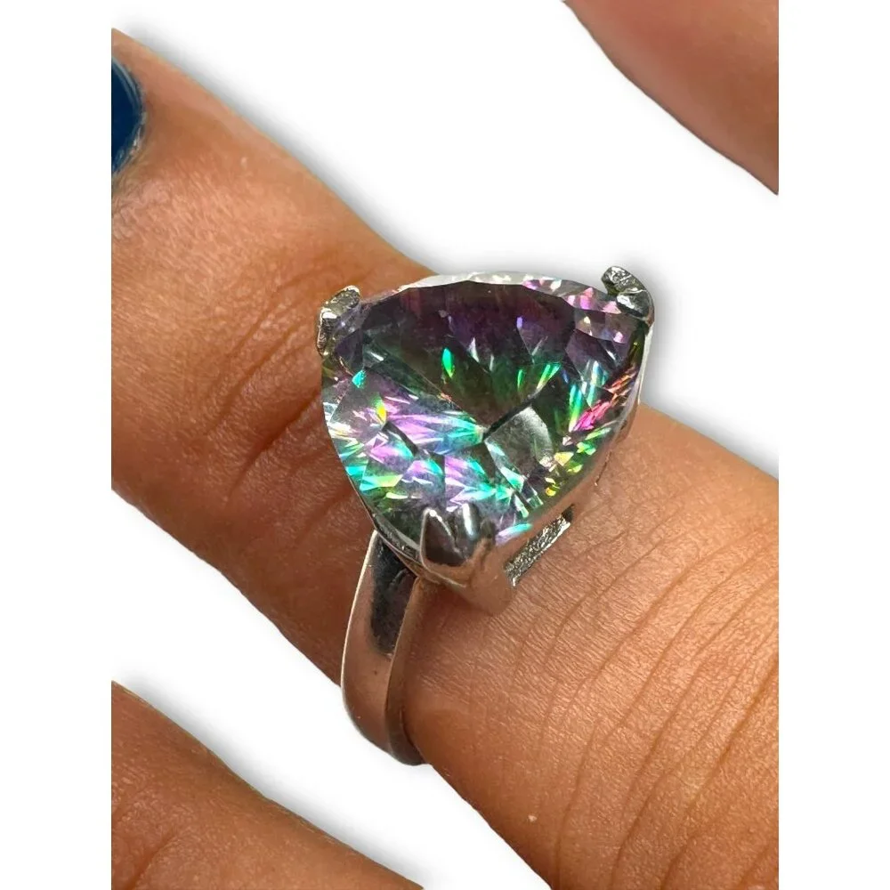 Mystic Topaz Sterling Silver Ring Size 8.25 - Picture 2 of 12
